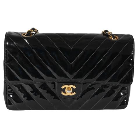 chanel patent black chevron tradesy